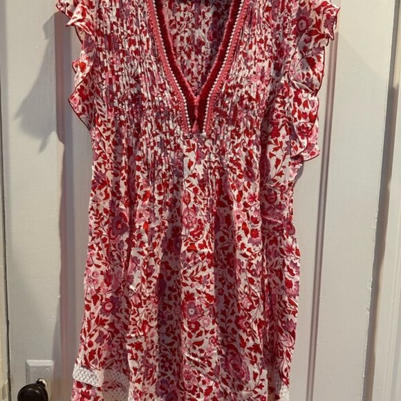 Floral Red and Pink Mini Dress - Picture 1 of 9